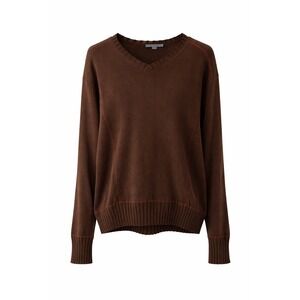 John Varvatos Brown Cotton V-Neck Sweater | L